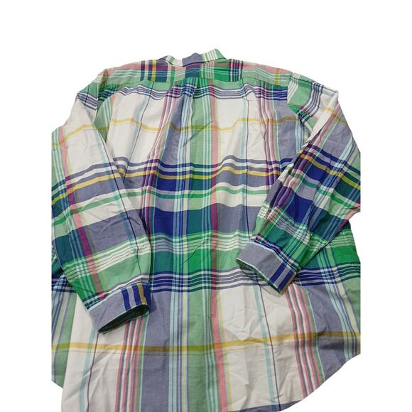 Ralph Lauren Men Button Down Shirt 4XLT Big Tall Blue Green Plaid Flesh Pony NEW - Picture 5 of 5